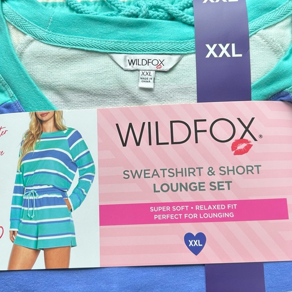 WILDFOX Sweatshirt & Short Lounge Set Stripes - Picture 4 of 5